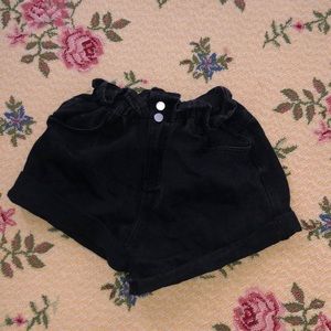 Princess Polly black paper bag denim shorts